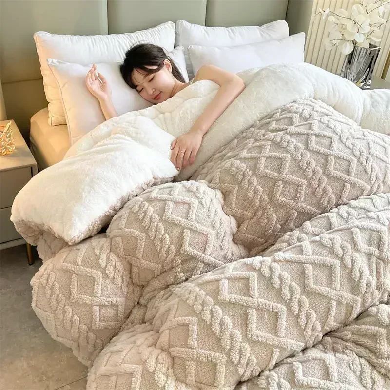 Manta de Cama Grossa de Inverno Quente de Alta Qualidade Cordeiro Artificial Caxemira Cobertores Pesados Edredom de Inverno Mais Grosso e Quente