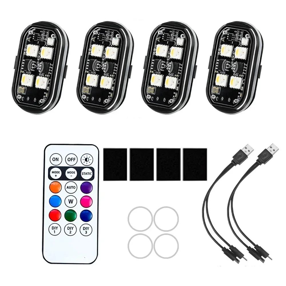 RGB Led Motorcycle Strobe lights LED Flash Light Rechargeable Wireless Light Aircraft Airplane Helicopter Warning Lights