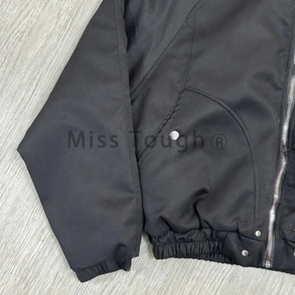 2000s Aesthetic Black Elegant Jacket Woman 2025 Winter Y2k Zip Up Hooded Design Harajuku Coat Female Loose Casual Chic Outfits
