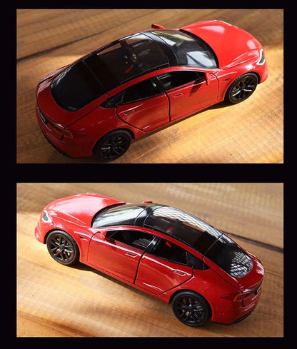 1:24 Tesla Model S Miniatures Simulation Alloy Metal Diecast Model Car Sound & Light car Toys for Kids Gifts for Boyfriend C270