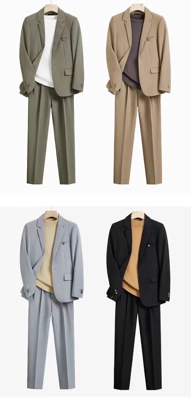 Casual Drapey Suit Set Men's Stylish Complete Set Cool College Students Street Fashion Korean Version Autumn Winter Suit