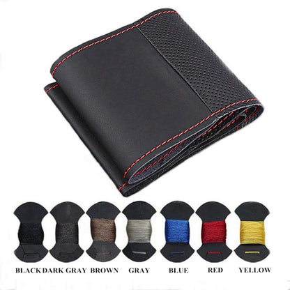 For 9th-generation Toyota Camry and Toyota Avalon Hand-Stitched Black Perforated Microfiber Leather Steering Wheel Cover