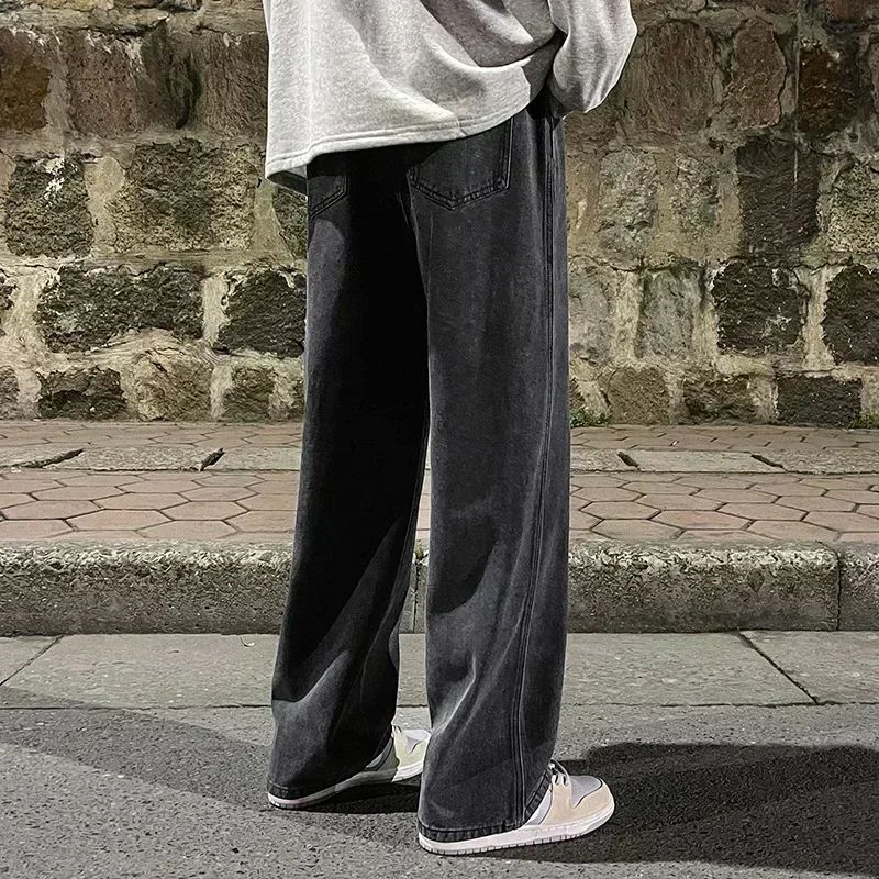 2025 Outono e Inverno Calça Jeans Masculina Coreana de Perna Reta Moda Masculina Versátil Calça Fina Solta Masculina Retrô Lavada
