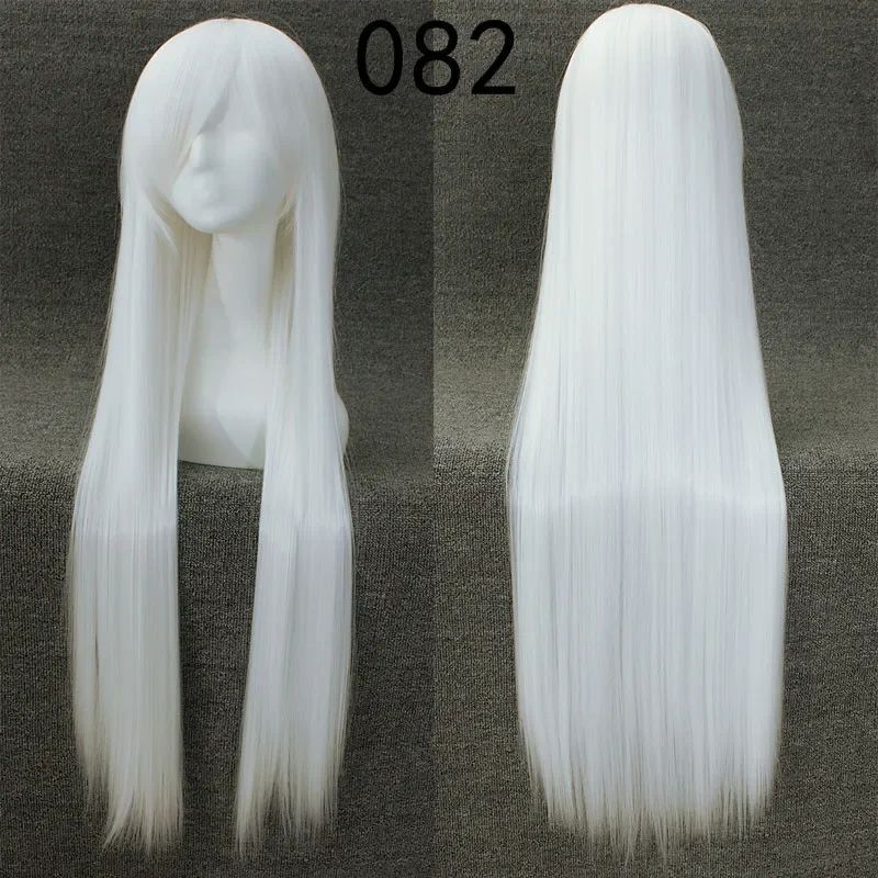 Pink 100Cm Long Staight Cosplay Wig Heat Resistant Synthetic Hair Anime Party wigs 42 color Colourful White