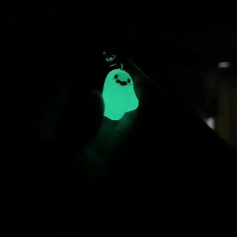 Creative Halloween Luminous Mini Cute Ghost Pendant Keychains Resin Keyring Key Holder for Kid Adult Festival Gifts Bag Charms