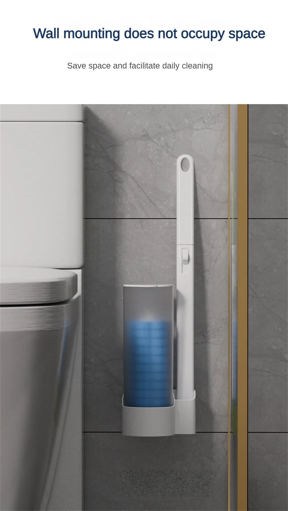 Disposable Toilet Brush Wall-Mounted Cleaning Tool for Bathroom Replacement Brush Head Toilet Cleaning Brush Set Wc Accessories