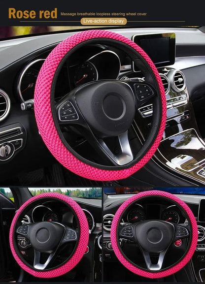 Four Seasons Elastic Ice Silky Soft Cloth Steering Wheel Cover - No Inner Ring, Fit for Cars, Protective Protective Cover