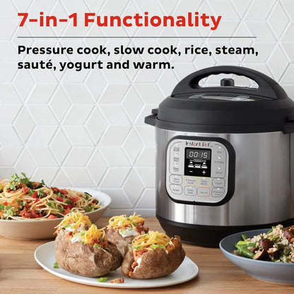 Panela de Pressão Elétrica Mini 7 em 1 Duo, Panela de Arroz Lenta, Vaporizador, Refogador, Iogurteira, Aquecedor e Esterilizador