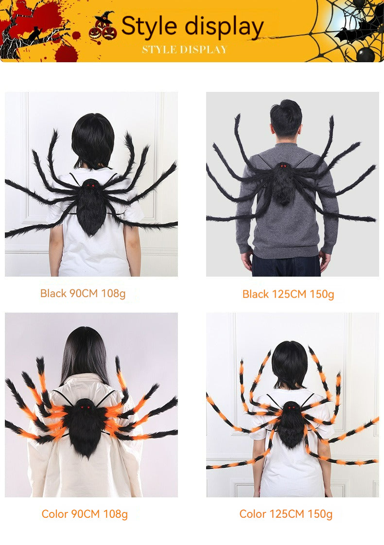 90/125CM Horror Plush Spider Bag Decoration Halloween Candy Backpack Big Spider Shape Trick or Treat Halloween Props Costume