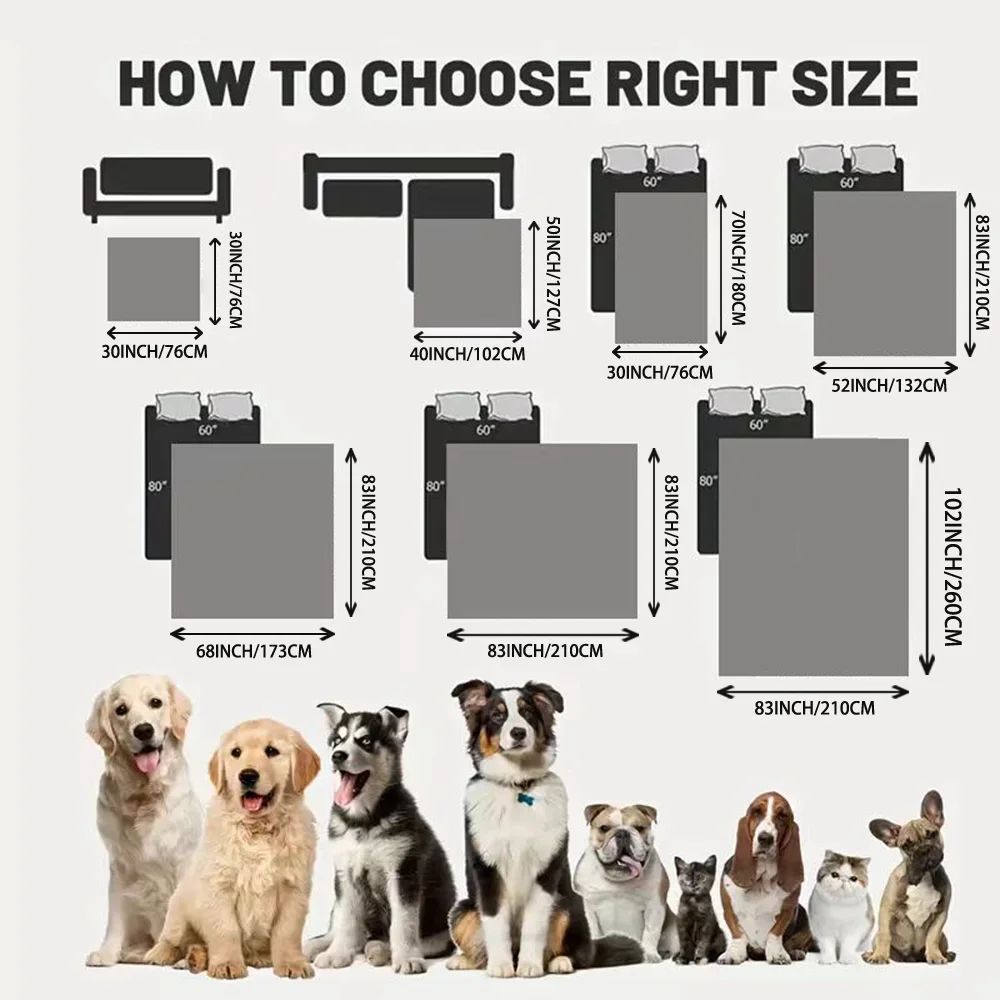 Colcha à Prova de Sujeira Capa de Cama para Cachorro à Prova D'água Manta para Pet para Móveis Protetor de Sofá para Cães Gatos com Base Antiderrapante
