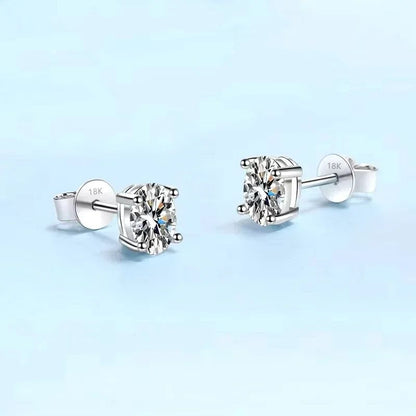 Girl Friend Birthday Gift 18K White Gold 0.5/1/2CT Oval Moissanite Diamond Earplug Earrings PT950 Platinum Women Valentine's Day