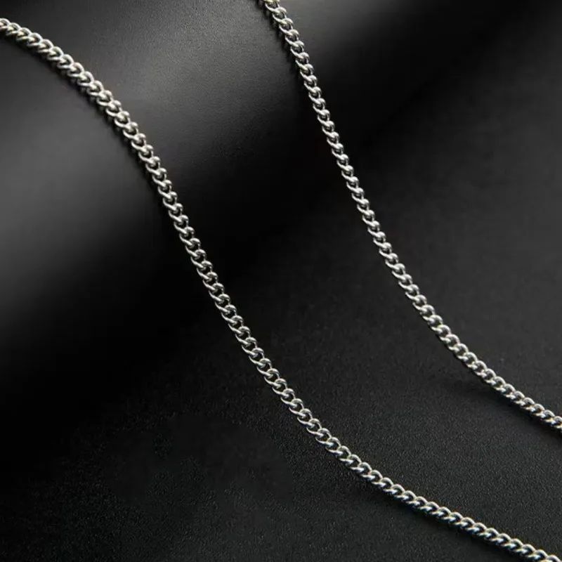 Colar Corrente Cubana Masculina 3mm Colar Simples de Aço Inoxidável Joias de Aço Titânio da Moda Acessórios da Moda Presentes de Festa