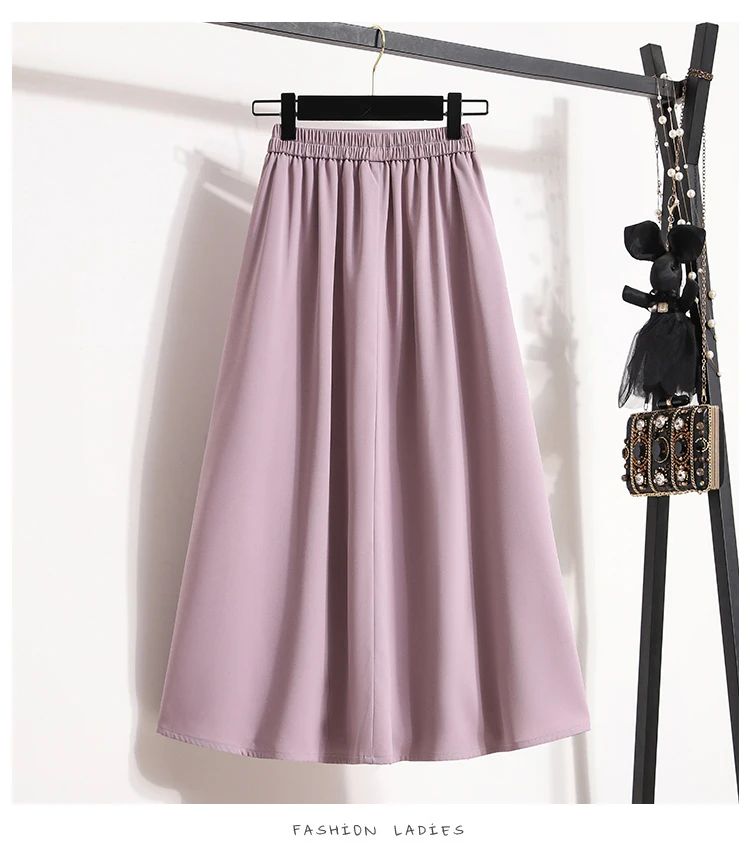 Ladies' Summer High Waist Plus Size Skirts 2026 Mid To Long Flowing Suit Skirt New Style Casual Solid Color A-line Skirt
