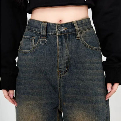 Summer Men Baggy Jeans Unisex Vintage American Style Straight Wide Leg Denim Pants Fashion Brand Hot Sale Casual Trousers