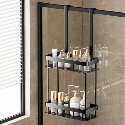 Cesto de Ducha Sem Furo | Cesto Organizador de Porta de Vidro para Banheiro | Suporte para Toalhas para um Espaço de Banho Conveniente