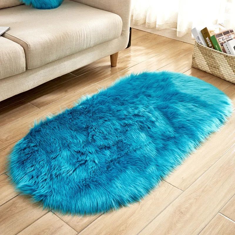 Super Soft Plush Oval Rug Mat Fluffy White Carpets for Living Room Home Decor Bedroom Kid Room Decoration Salon Thick Pile Rug