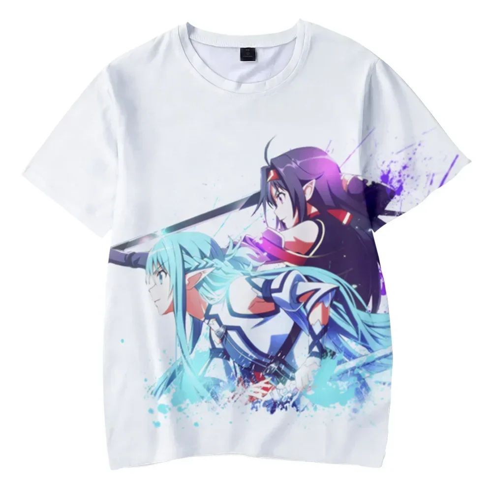 Hot Anime Manga Sword Art Online Kirito Printed T-shirt for Men 3D Fashion Harajuku O-neck y2k tops kid Cosplay Unisex Clothing