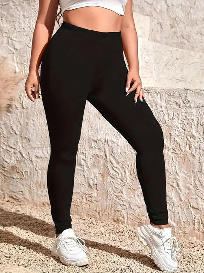 Plus Size Women's Black High-stretch Leggings Wear Nine-point Pants High-waisted Plus Fat Solid Color Small Feet Pants