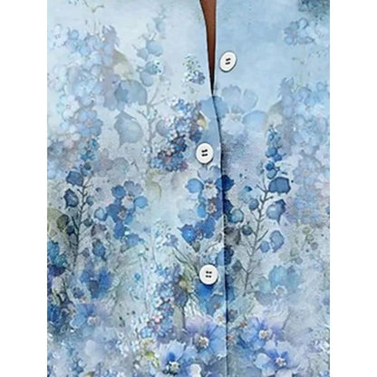 Plus Size Autumn New Women's New Fashionable Shirt Collar with Gradient Flower Print Comfortable Shirt