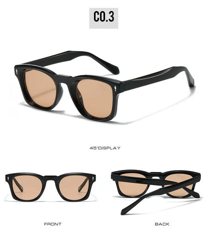 JNPCXI Retro Rivets Square Sunglasses Women Fashion Gradient Shades UV400 Men Green Black Sun Glasses