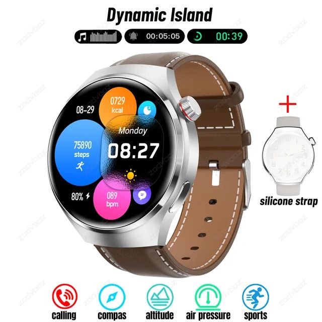 Smartwatch Masculino GT4 Pro 2026: Monitor de Saúde, à Prova D'água, Chamada BT, Tela AMOLED 360*360, Rastreamento GPS, Bússola, Novo Modelo Militar