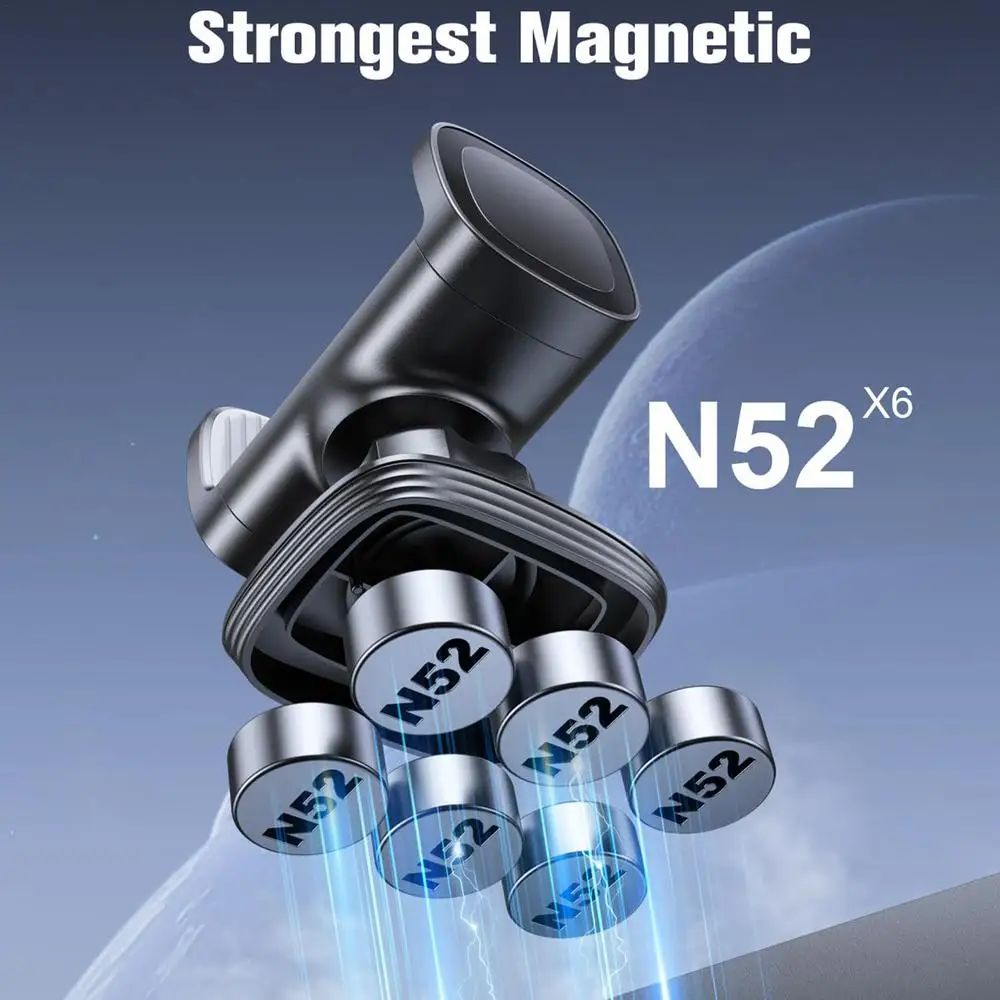 Gym Magnetic Phone Holder 360 Adjustable Stand For Cell Phone Compatible With 4-7" Smartphones Alloy Base And Joint