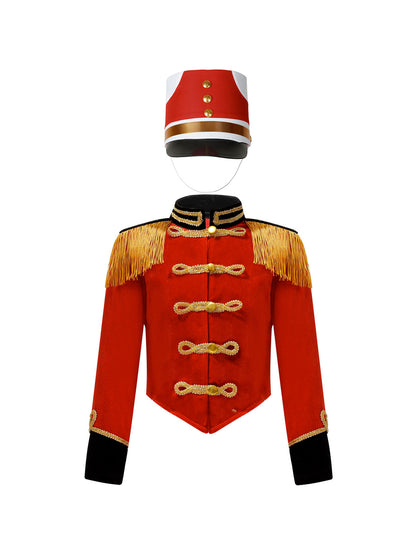 Girls Boys Marching Band Costume Outfits Circus Ringmaster Jacket Coat Team Performance Drummer Drum Major Uniform with Hat Sets