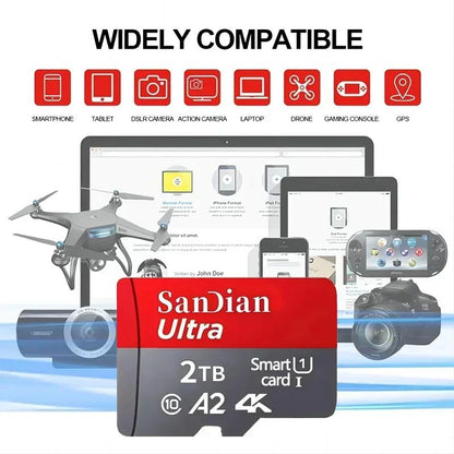Cartão SD de alta capacidade 512 GB 256 GB Micro TF Cartão Flash 1 TB 2 TB Cartão de Memória Resistente Classe 10 Cartões SD Rápidos Para Telefone PC Tablet