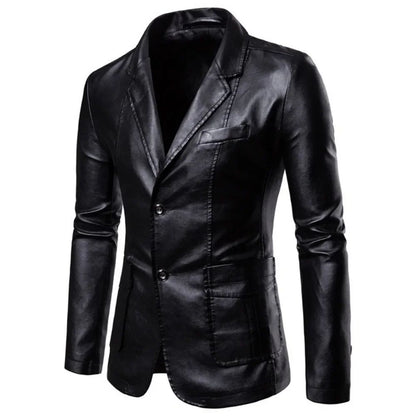 Spring Autumn New Men's Fashion Leather Jacket Casual Business Lapel Slim Fit Stylish Windproof Jacket Coat Streetwear