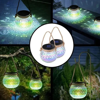 Solar-Powered LED Glass Jar Lamp – Outdoor Ambient Atmosphere Lighting