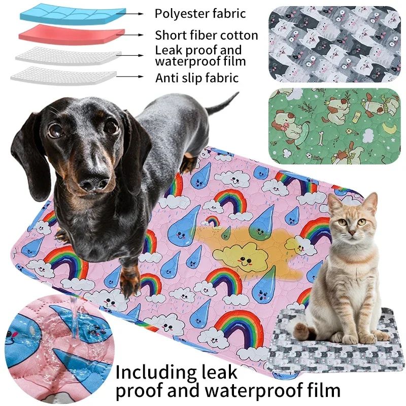 Pet Pee Pad Washable Pet Diaper Mat Reusable Mats for Dogs Dog Bed Urine Washable Dog Training Pad Four Seasons Pet Mat Cover