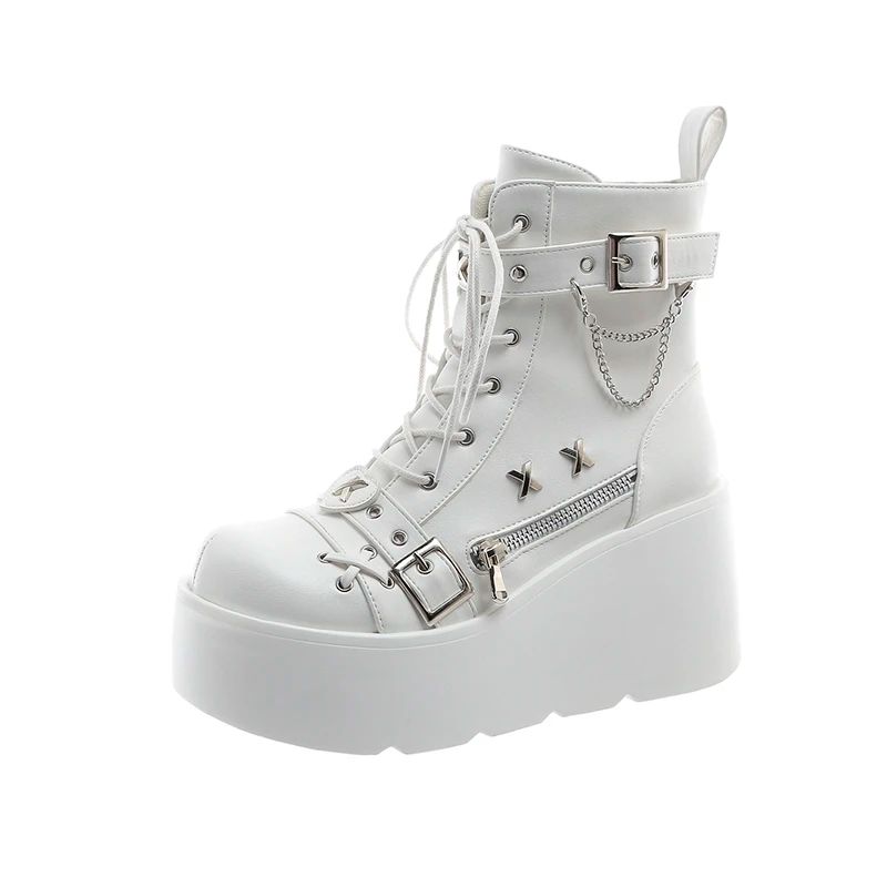 New Gothic Style Platform Vampire Cosplay Women Mid-calf Boots 2024 Winter Wedges Comfy Women Motorcycle Boots Shoes