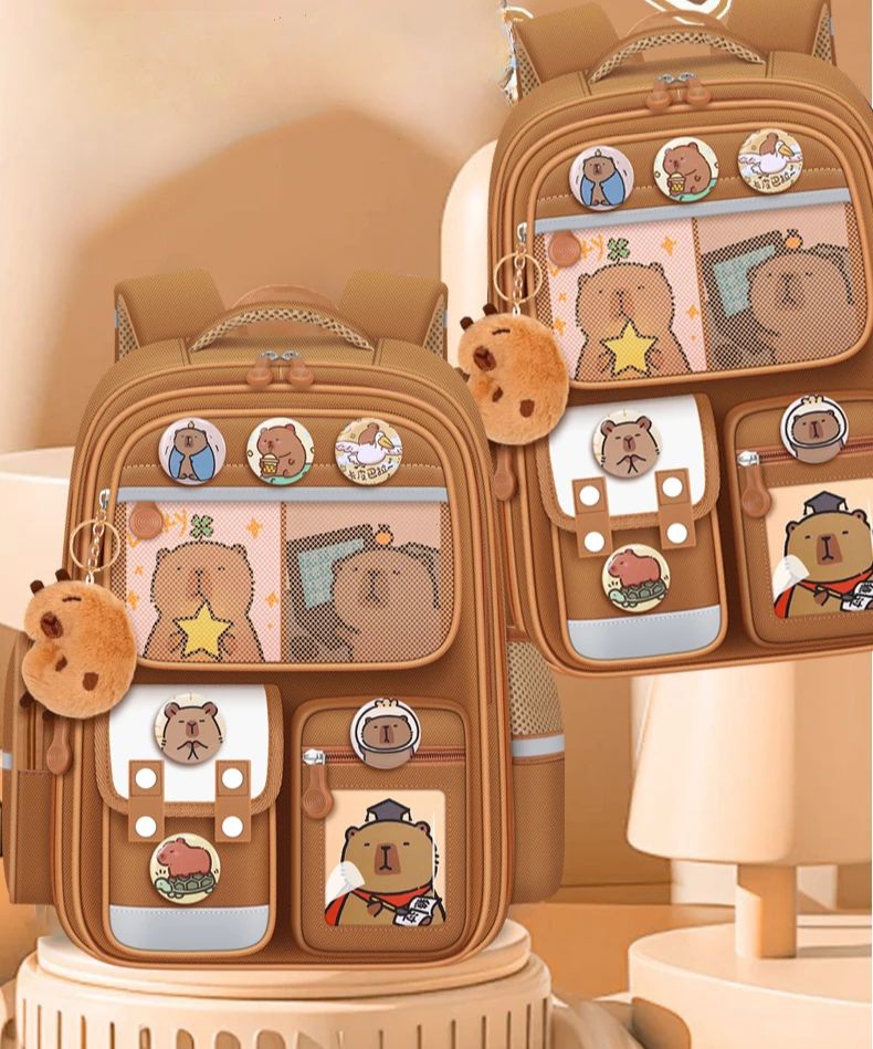 Capybara Children Backpack Waterproof Student Schoolbag Large Capacity Alleviate Burden School Bag Orthopedic Backpack Book Bag