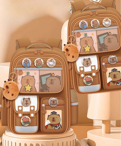 Capybara Children Backpack Waterproof Student Schoolbag Large Capacity Alleviate Burden School Bag Orthopedic Backpack Book Bag