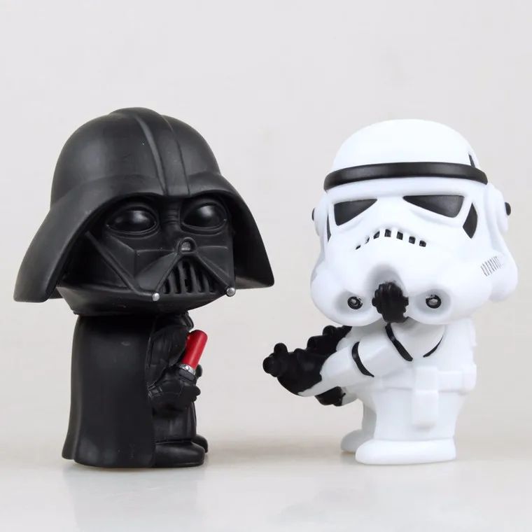 10cm Estilo Fofo Star Wars Darth Vader e STORMTROOPER Kawaii Brinquedo Action Figure Modelo Soldado Preto Branco Para Crianças