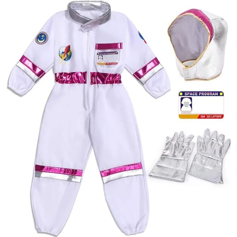 Halloween Astronaut Cosplay Costume Kids Boy Girl Jumpsuit Cartoon Space Party Spaceman Outfit White Spacesuit Bodysuit Clothing