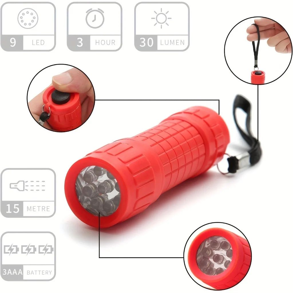 Mini Portable Flashlight Nine XPE Lamp Beads Strong Lighting Using 3 NO.7 Batteries Fixed Focus Pocket Outdoor Emergency Torch