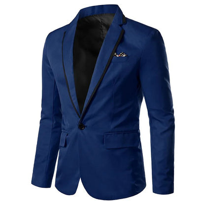 Cross-Border Color Block Single Suit 2024 Men's Casual Western-Style Long Sleeve Slimming Business Jacket Smooths Your Silhouett