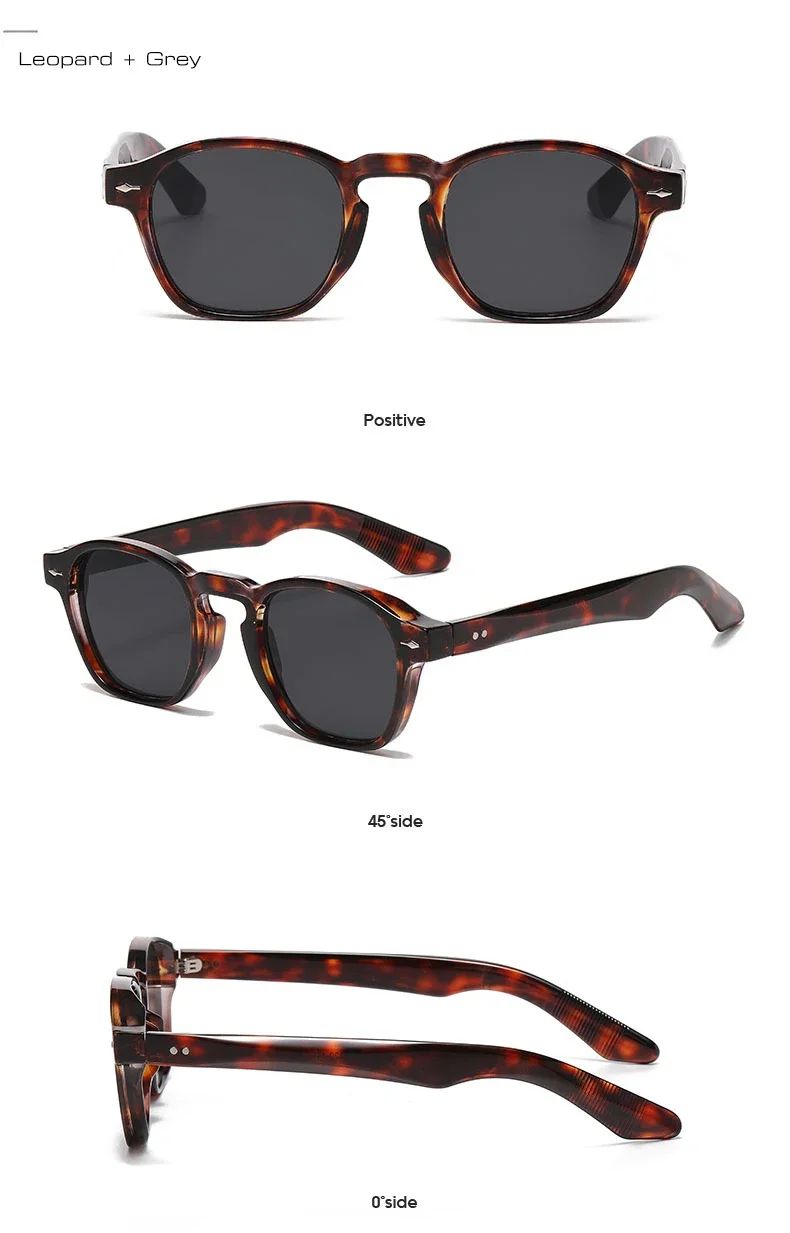JNPCXI Retro Rivets Men Square Sunglasses Fashion Blue Green Trending Shades UV400 Women Clear Frame