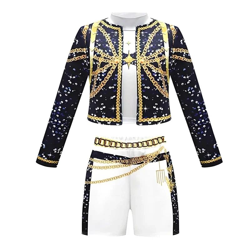 Hot Selling Korean Style teenager Suit Halloween Cosplay Hot Teenager Show Costume Black Shiny Suit Halloween  Anime Costume