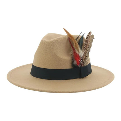 Chapéu Fedora Inverno Feminino Chapéus Masculinos Chapéu de Feltro Pena Luxo Moda Casual Decoração Casamento Homens Mulheres Fedora Chapeau Femme Touca