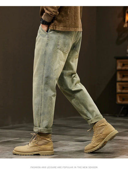 Men's 95% Cotton Jeans High Quality Loose Harem Pants Fashion Baggy Casual Outdoor Work Denim Pants Brand Men's Clothing