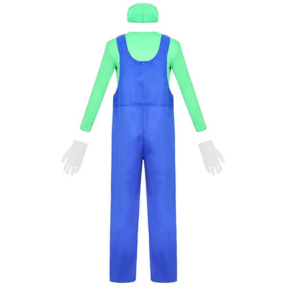 Halloween Carnival adult Men Funy Super game Cosplay Costume Luigi Bros Plumber Christmas Fancy Dress