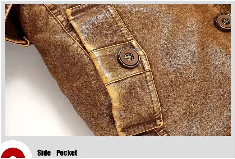 Men Slim Warm Washed Leather Motorcycle Jacket High Quality Leather Jacket Mens Standing Collar Coat Plus Size 4XL Long Parkas