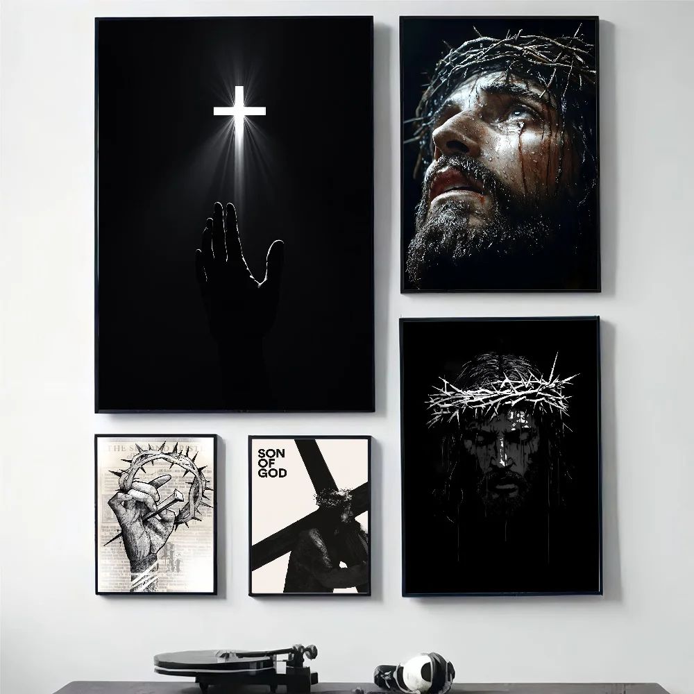 Son of God Jesus Cross Holy Light Wall Art, HD Canvas Print Poster, Suitable for Home, Living Room, Room Decoration Painting