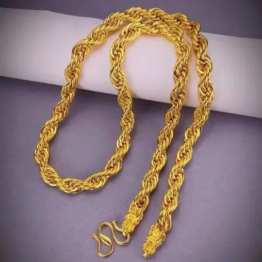 Colar Torcido em Ouro 18K, Corrente AU750 Colar Masculino Cabeça de Touro Dominador, 60cm.
