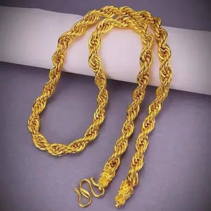 Colar Torcido em Ouro 18K, Corrente AU750 Colar Masculino Cabeça de Touro Dominador, 60cm.