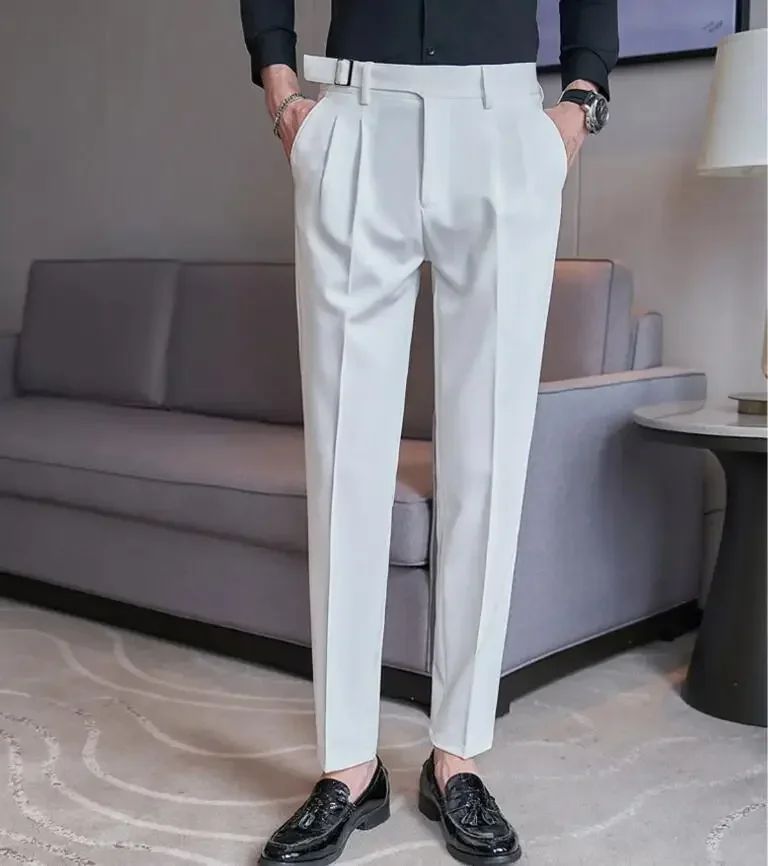 Calças de Terno Masculinas, Calças de Vestir Slim Modernas, Calças Brancas Pretas Azuis Verdes Pantalones Hombre Outono/Inverno Masculino, Novidade 2025