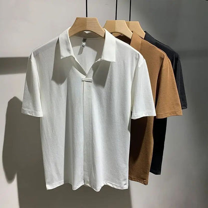 New Handsome Fashionable Casual Thin Lapel Short-sleeved Shirt for Men in Summer Trendy High-end Men's Shirt