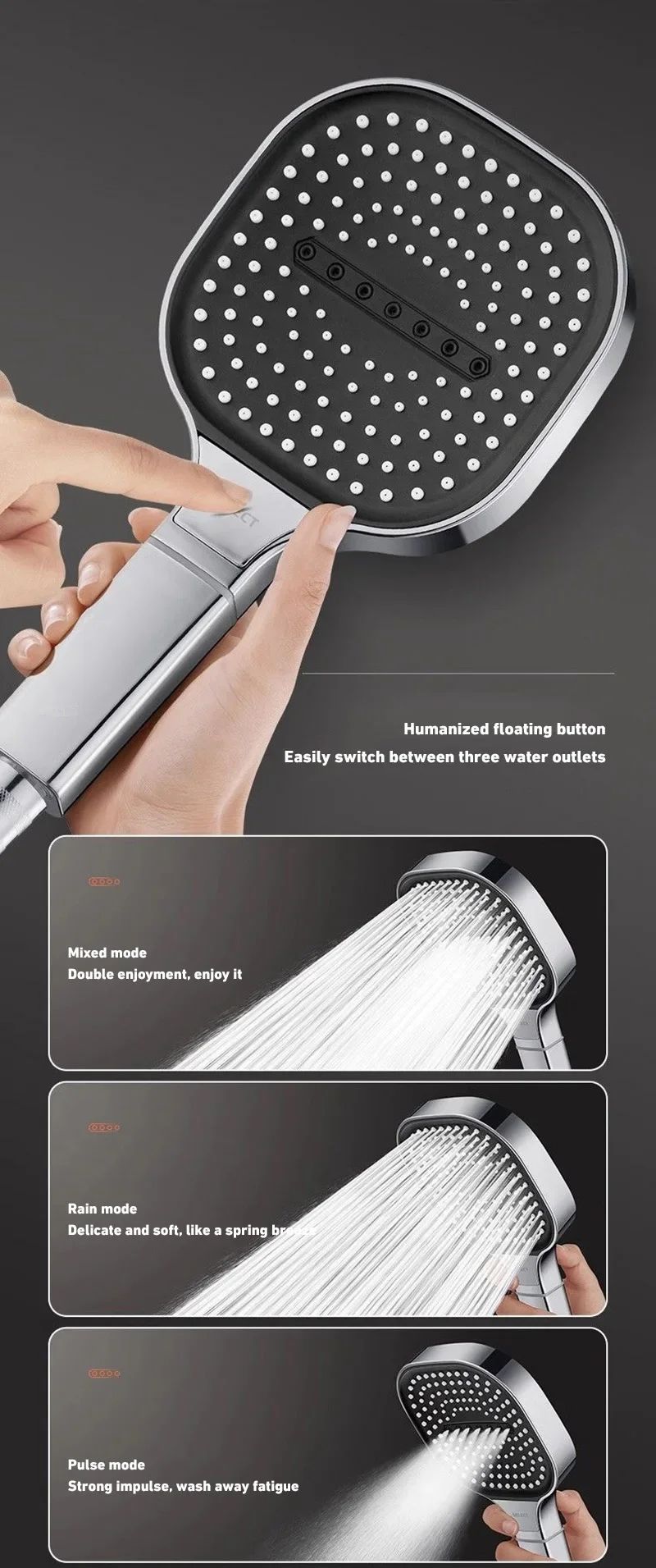 Xiaomi Novo Painel Grande 3 Modos Ajustáveis Chuveiro Doméstico de Alta Pressão com Massagem e Elemento Filtrante Acessórios para Banheiro